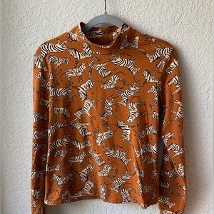 Maeve Anthropologie Zebra Print Soft Knit Mock Turtleneck